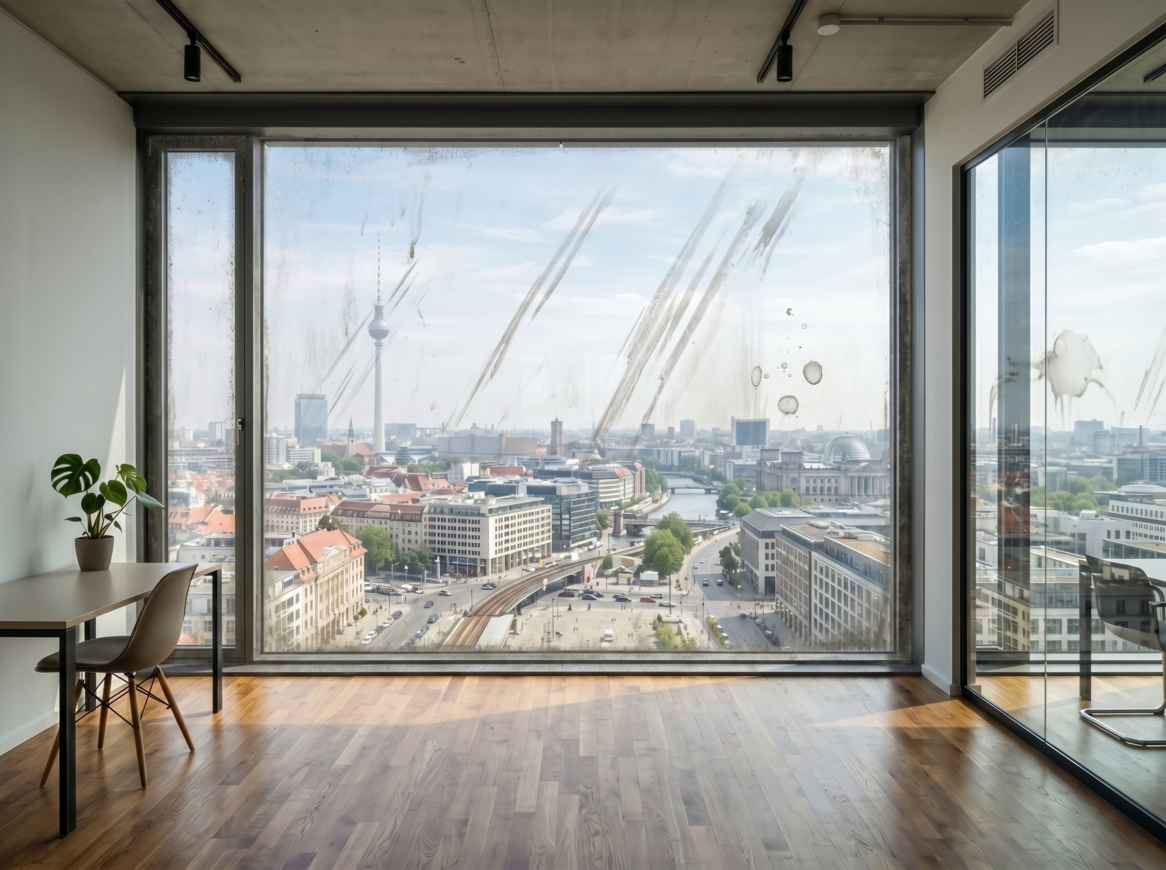 Vorher: Glasfront · Fensterreinigung